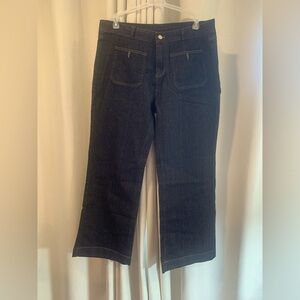 Unbranded Women’s Wide Leg Jeans w/Patch Pockets Front & Back, Wide Hem; Size XL